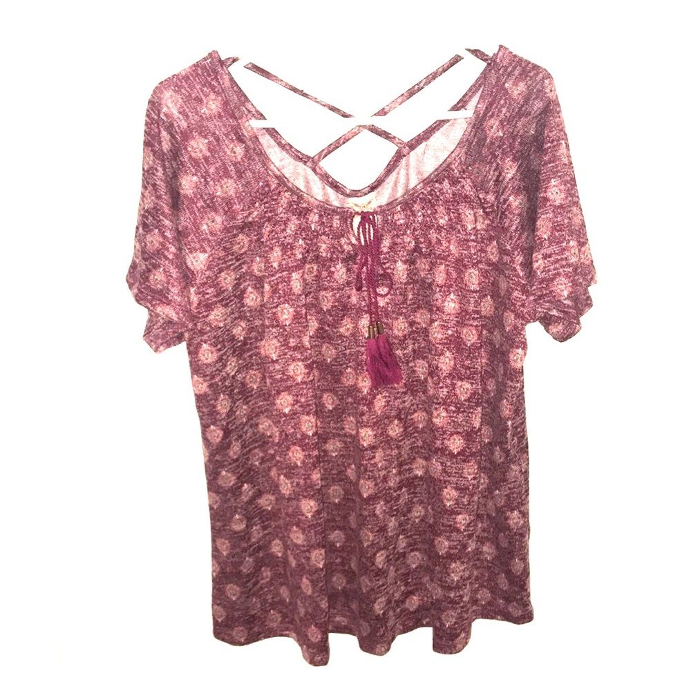 Soft flowy boatneck tassel tie shirt